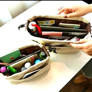 Canvas storage organizer multi pockets liner bag,portable travel bag